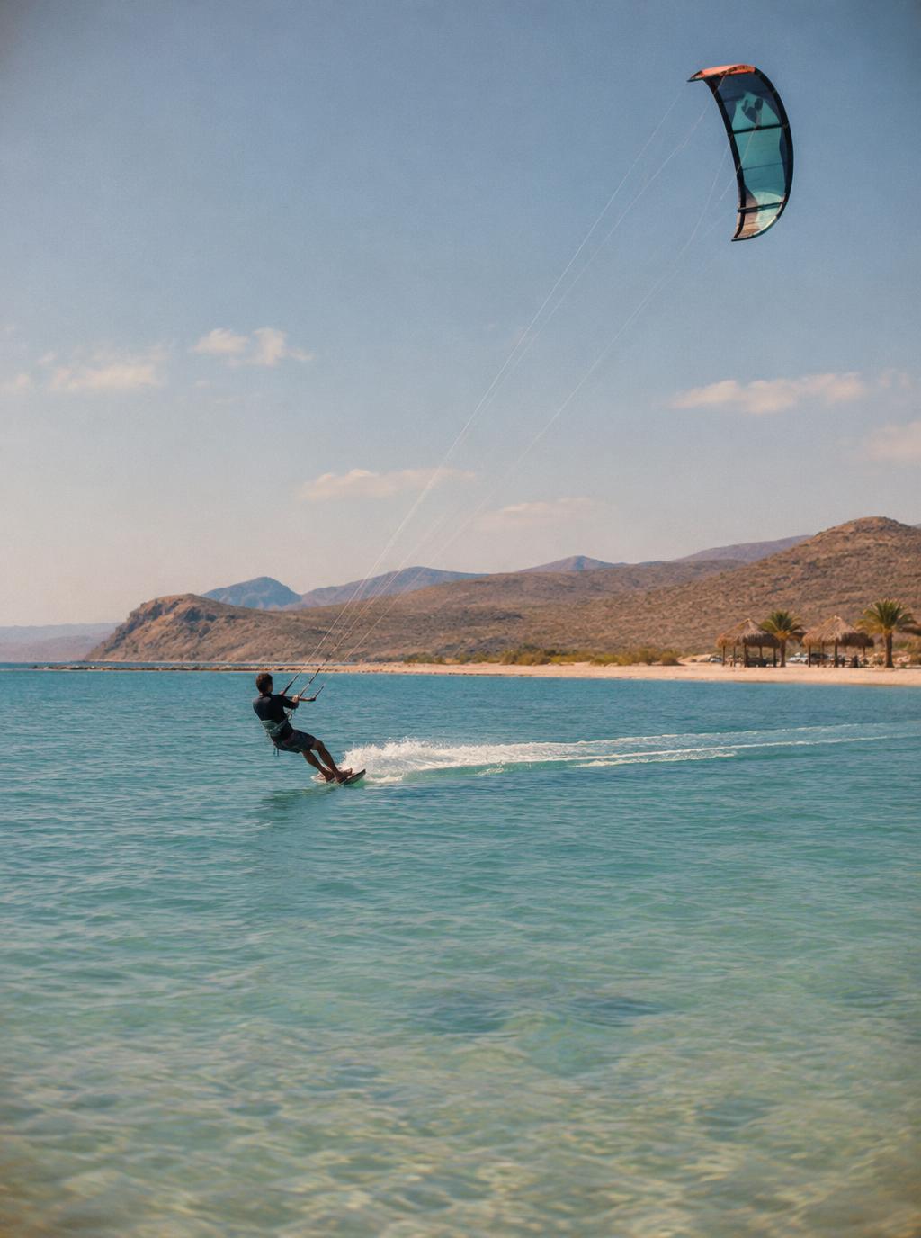 Kitesurfer on the bay of La Ventana